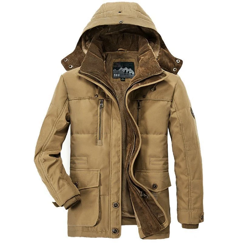 Herren Wattierter Winterparka mit abnehmbarer Kapuze und Cordfutter Nord Taschen