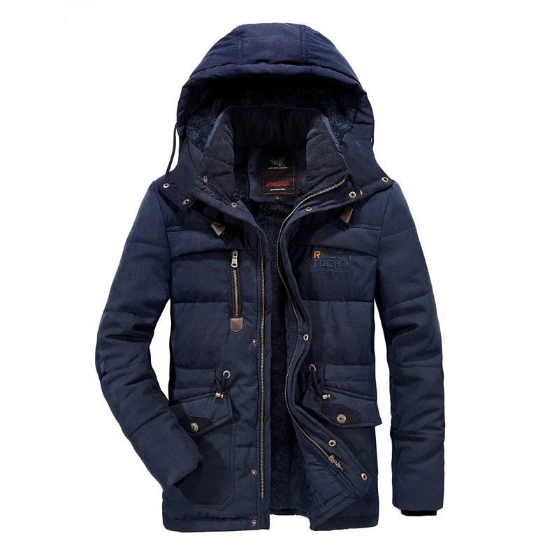Herren Wattierte Winterparka mit Teddyfutter und Kapuze Nord Taschen