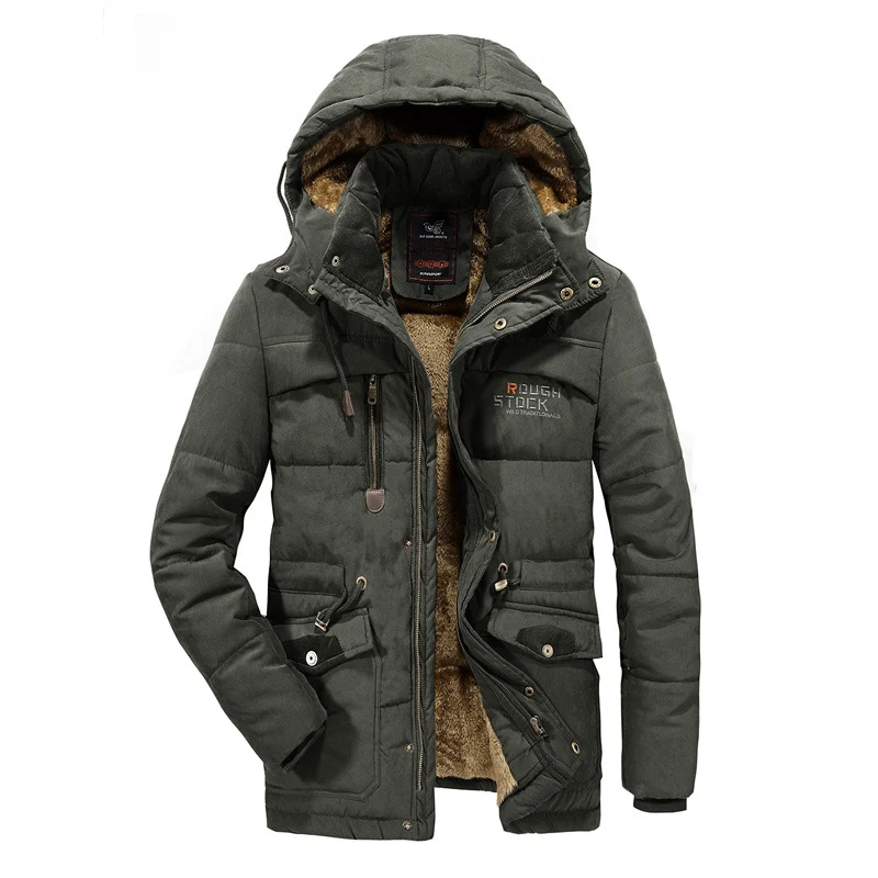 Herren Wattierte Winterparka mit Teddyfutter und Kapuze Nord Taschen