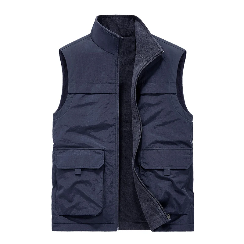 Herren Wattierte Utility-Weste mit Fleece-Innenfutter, Mehrfach-Taschen und Stehkragen Nord Taschen