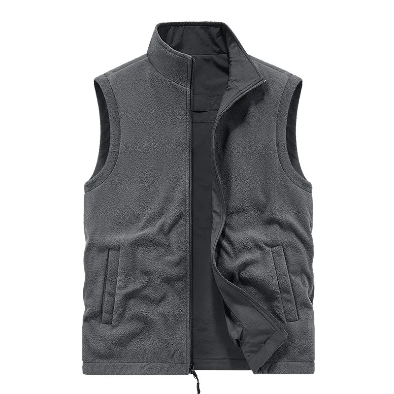 Herren Wattierte Utility-Weste mit Fleece-Innenfutter, Mehrfach-Taschen und Stehkragen Nord Taschen