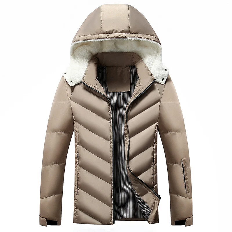 Herren Wattierte Kapuzenjacke mit Kunstfellbesatz, Steppung und Reißverschlusstaschen Nord Taschen