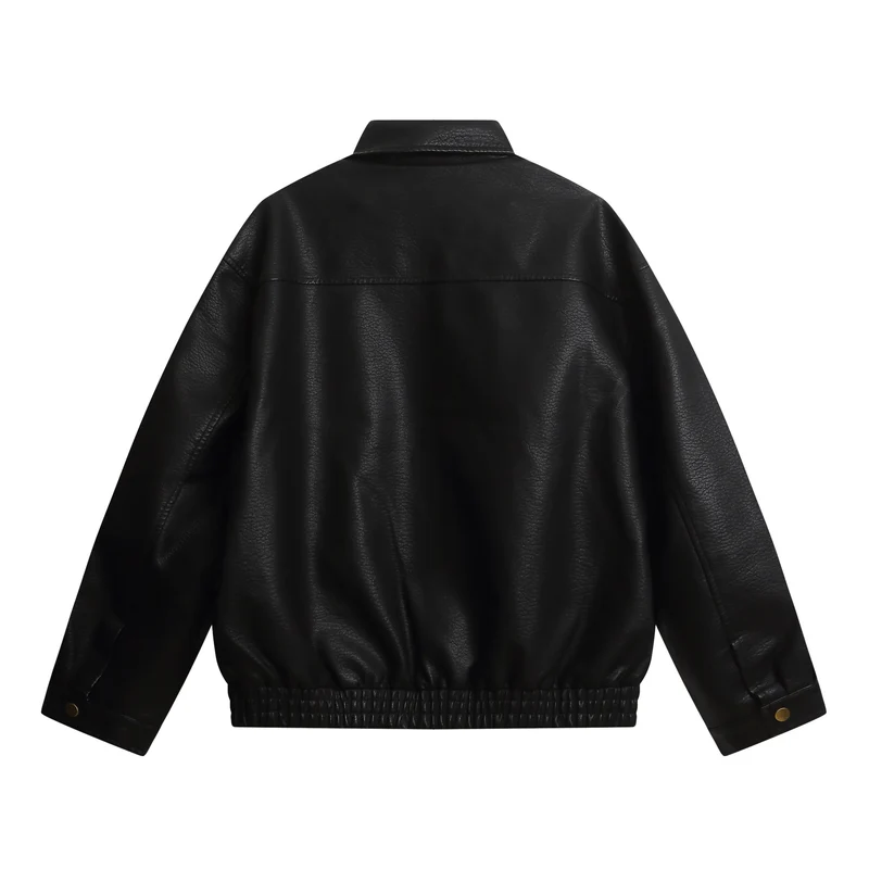 Damen Kurz geschnittene Kunstlederjacke im Oversized‑Look mit Pattentaschen Nord Taschen
