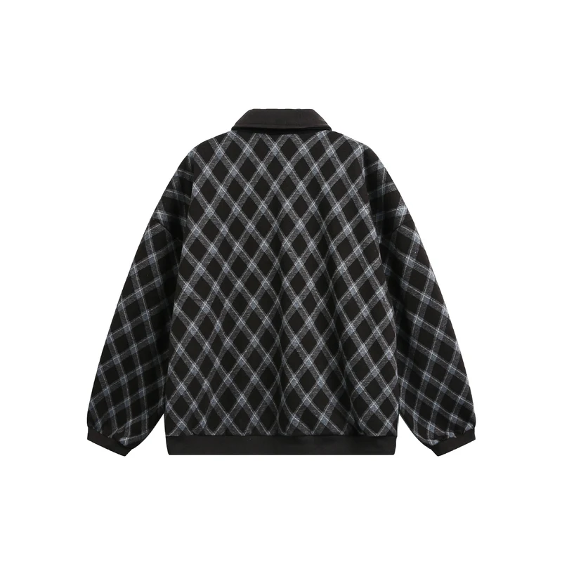 Damen Karierter Oversize‑Polo‑Pullover mit Halbknopfleiste und Rippbündchen Nord Taschen