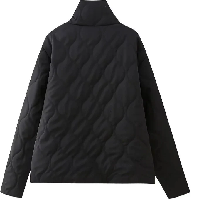 Damen Steppjacke mit Stehkragen und kontrastverzierten Rüschen-Taschen Nord Taschen