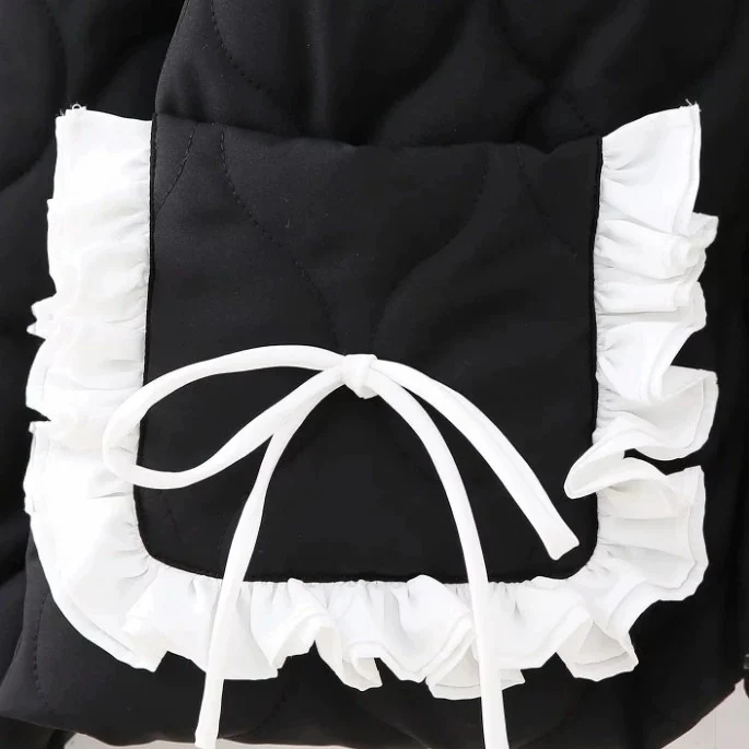 Damen Steppjacke mit Stehkragen und kontrastverzierten Rüschen-Taschen Nord Taschen