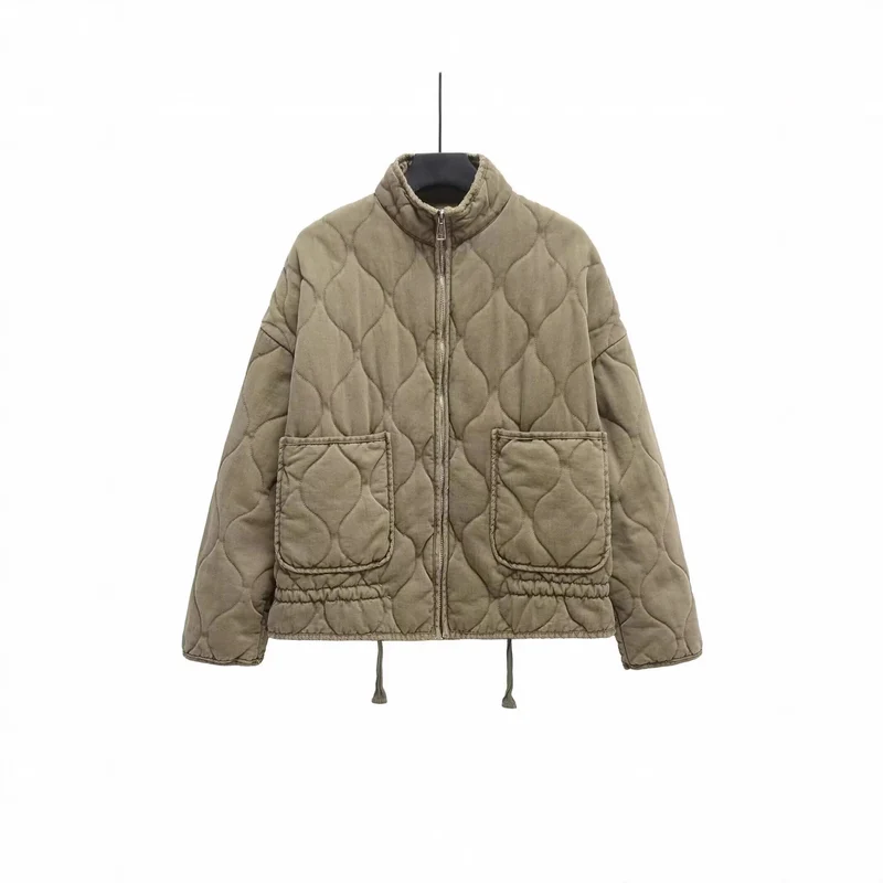 Damen Steppjacke mit Stehkragen, Kissensteppung und Tunnelzug Nord Taschen