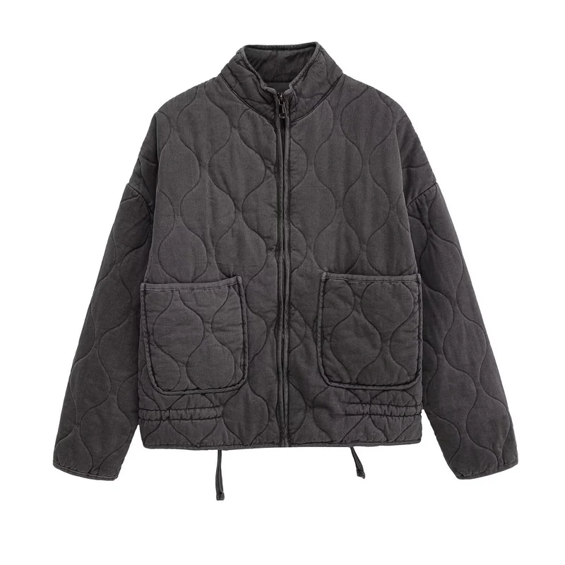Damen Steppjacke mit Stehkragen, Kissensteppung und Tunnelzug Nord Taschen