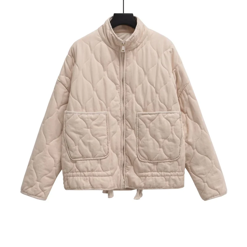 Damen Steppjacke mit Stehkragen, Kissensteppung und Tunnelzug Nord Taschen