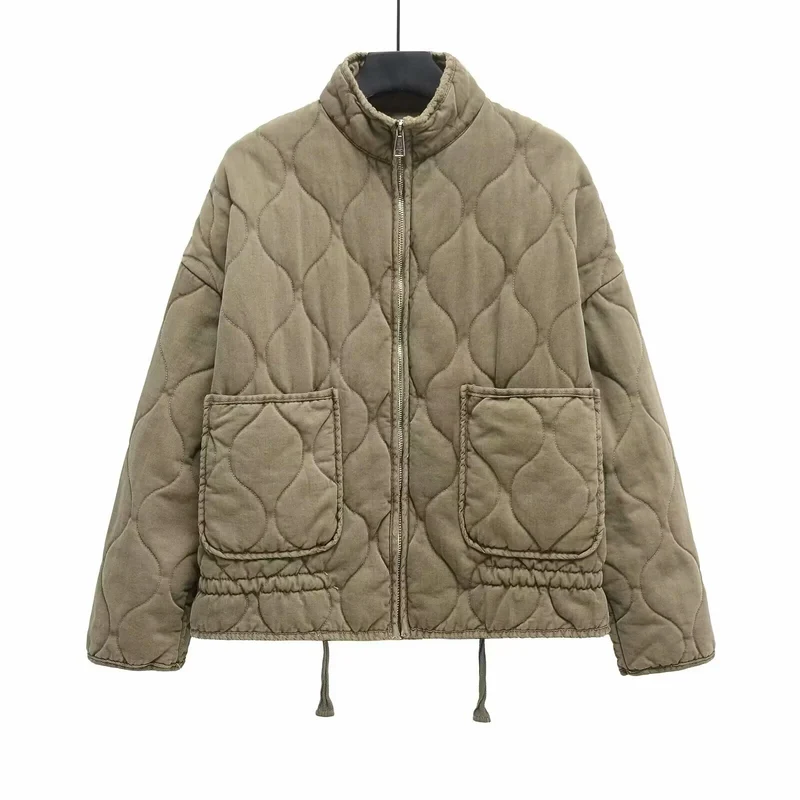 Damen Steppjacke mit Stehkragen, Kissensteppung und Tunnelzug Nord Taschen