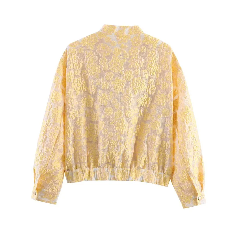 Damen Stepp-Bomberjacke mit Blumenjacquard, Reißverschluss und Pattentaschen Nord Taschen