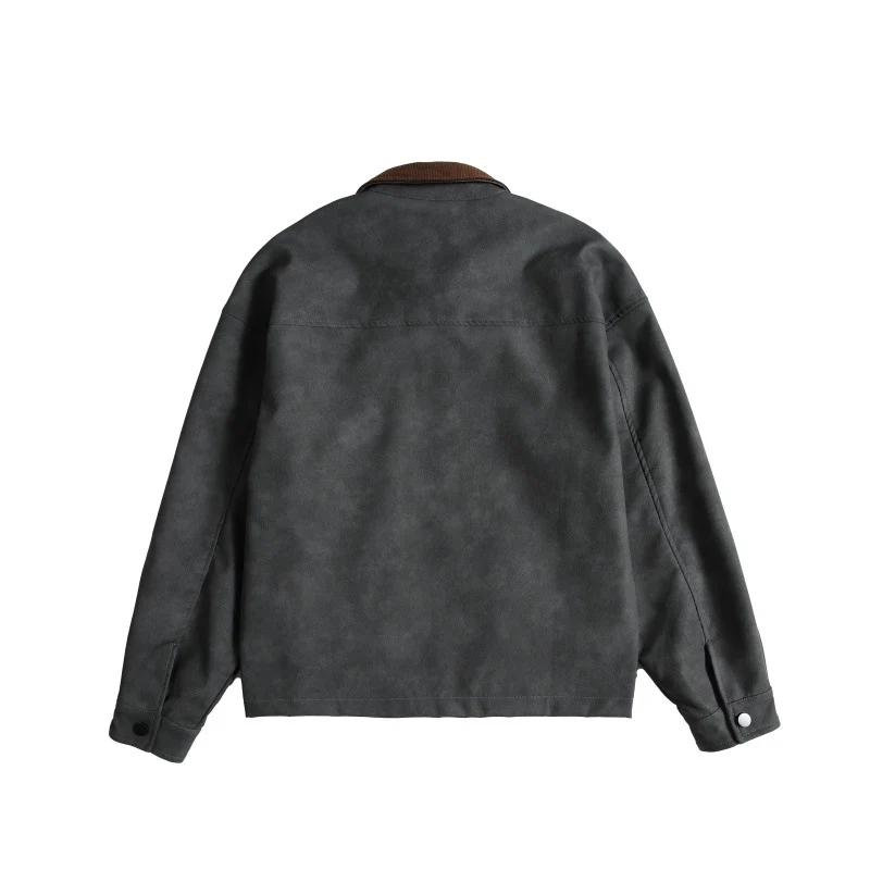 Damen Oversize Wildleder‑Optik Bomberjacke mit Cordkragen und verdecktem Reißverschluss Nord Taschen