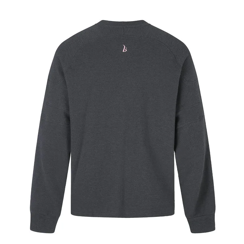 Damen Oversize Sweatshirt mit V‑Ausschnitt, Raglanärmeln und Frontprint Nord Taschen