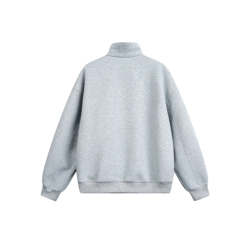 Damen Oversize Sweatshirt mit halbem Reißverschluss und Stehkragen Nord Taschen