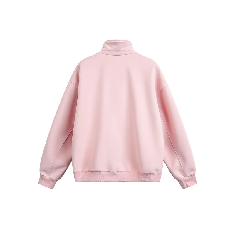 Damen Oversize Sweatshirt mit halbem Reißverschluss und Stehkragen Nord Taschen