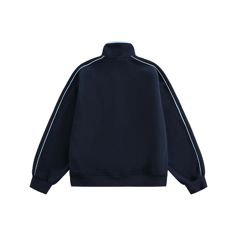 Damen Oversize-Sweatjacke mit Stehkragen und Zwei-Wege-Reißverschluss Nord Taschen