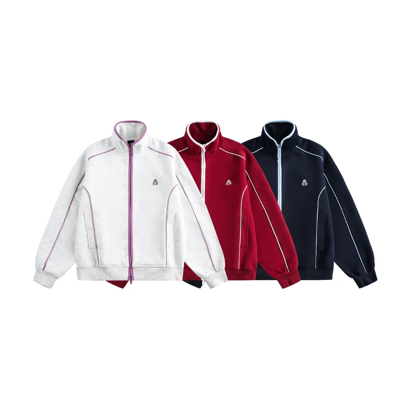 Damen Oversize-Sweatjacke mit Stehkragen und Zwei-Wege-Reißverschluss Nord Taschen