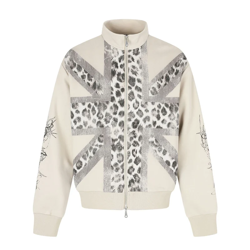 Damen Oversize-Sweatjacke mit Stehkragen und Leoparden-Print Nord Taschen