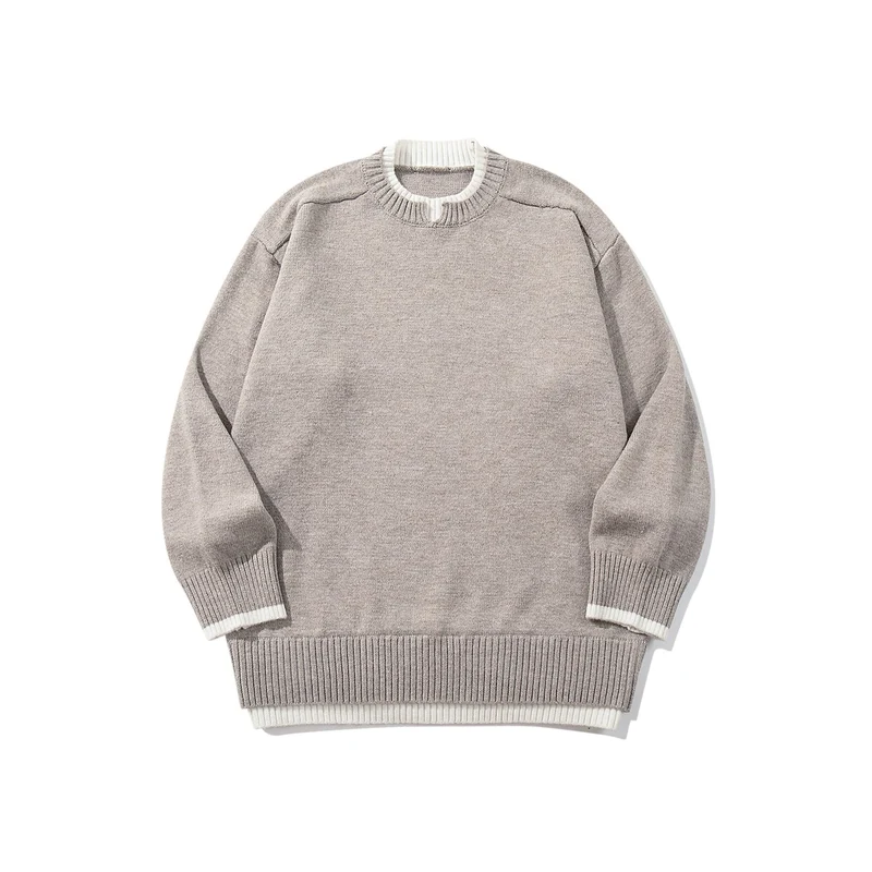 Damen Oversize‑Strickpullover mit kontrastiertem Rippkragen und verlängertem Bund Nord Taschen