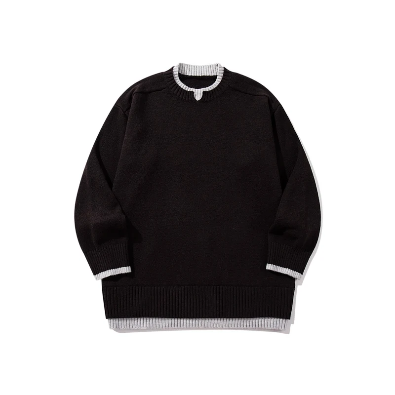 Damen Oversize‑Strickpullover mit kontrastiertem Rippkragen und verlängertem Bund Nord Taschen