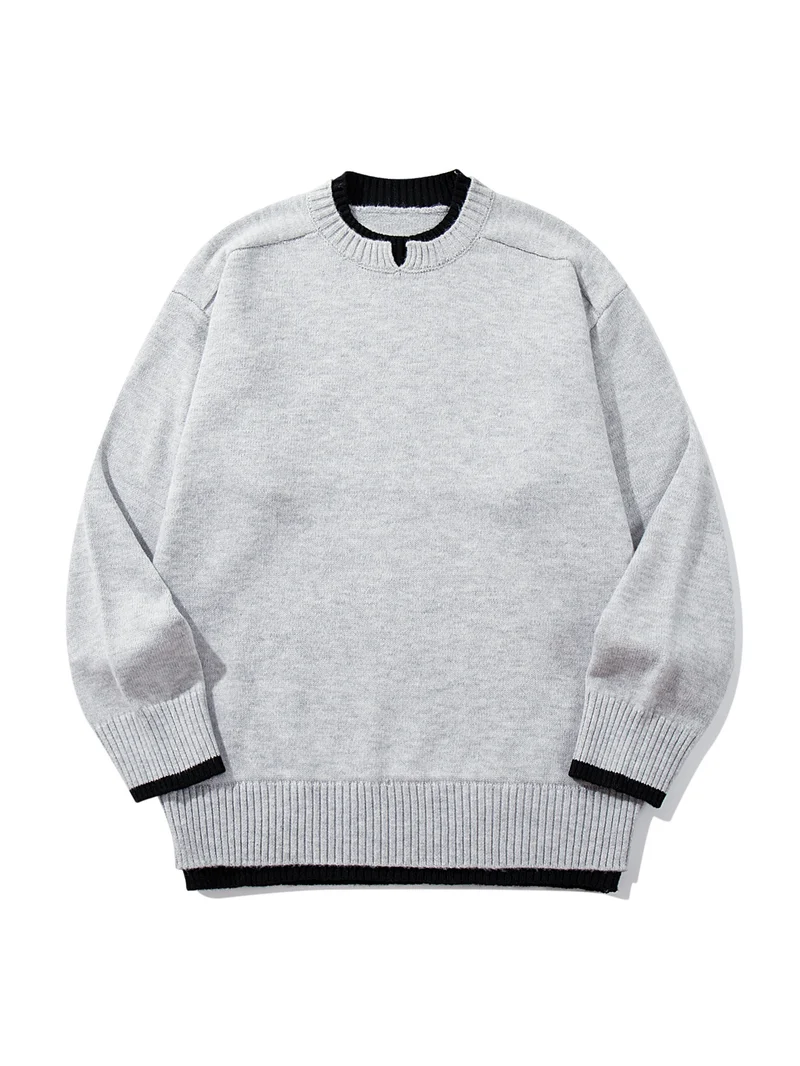 Damen Oversize‑Strickpullover mit kontrastiertem Rippkragen und verlängertem Bund Nord Taschen