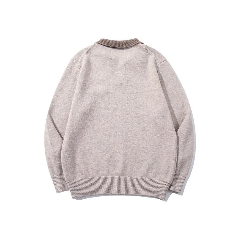 Herren Boxy-Strickpullover mit Polokragen und V‑Einsatz Nord Taschen