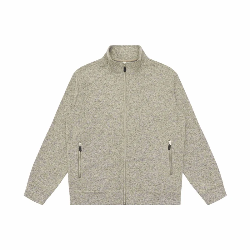 Damen Zipjacke aus meliertem Teddy-Fleece mit Stehkragen und Reißverschlusstaschen Nord Taschen