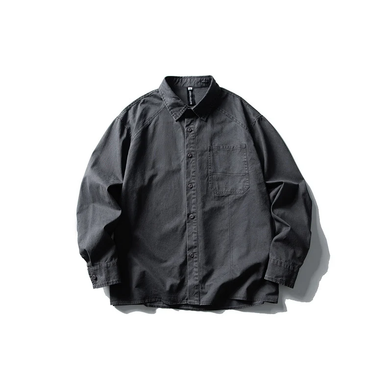 Herren Oversize-Hemdjacke aus robustem Baumwoll-Twill mit aufgesetzter Brusttasche und geradem Saum Nord Taschen