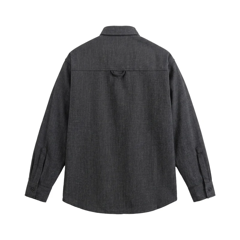 Herren Oversize-Hemdjacke aus leichter Denim-Optik mit sichtbaren Ziernähten Nord Taschen