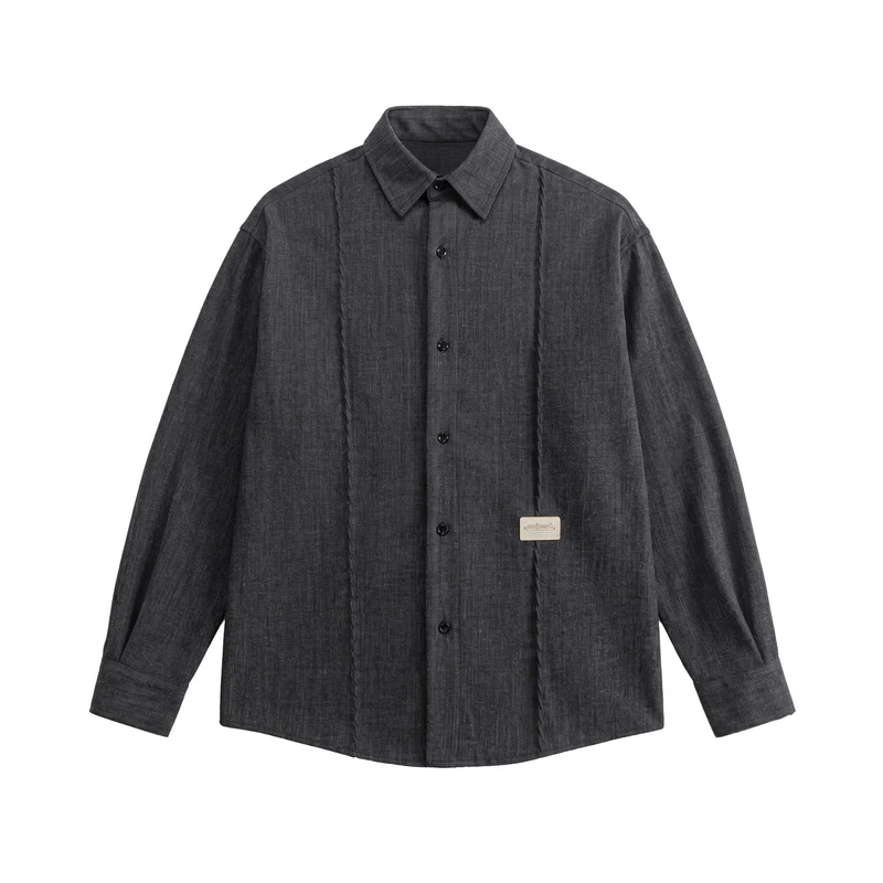 Herren Oversize-Hemdjacke aus leichter Denim-Optik mit sichtbaren Ziernähten Nord Taschen