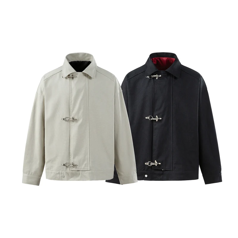 Herren Oversize Canvas-Jacke mit markanten Metallhakenverschlüssen Nord Taschen
