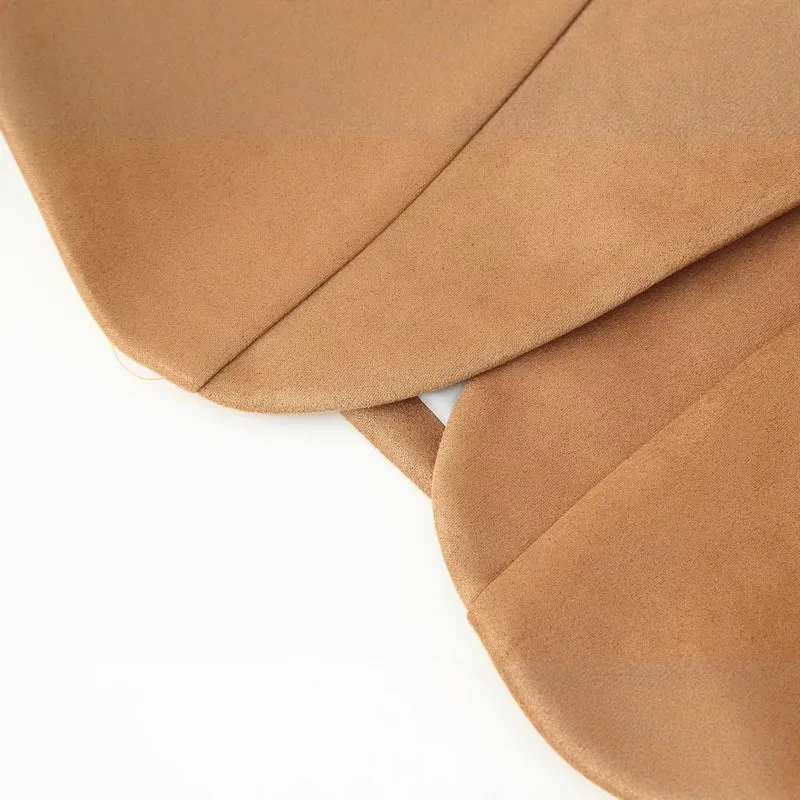 Damen Kurzblazer aus Wildlederoptik mit Schalkragen und abgerundetem Saum Nord Taschen
