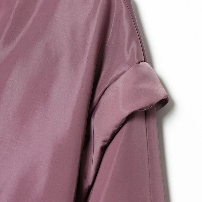 Damen Gekürzte wattierte Satinjacke mit hohem Stehkragen und Taillen-Smock Nord Taschen