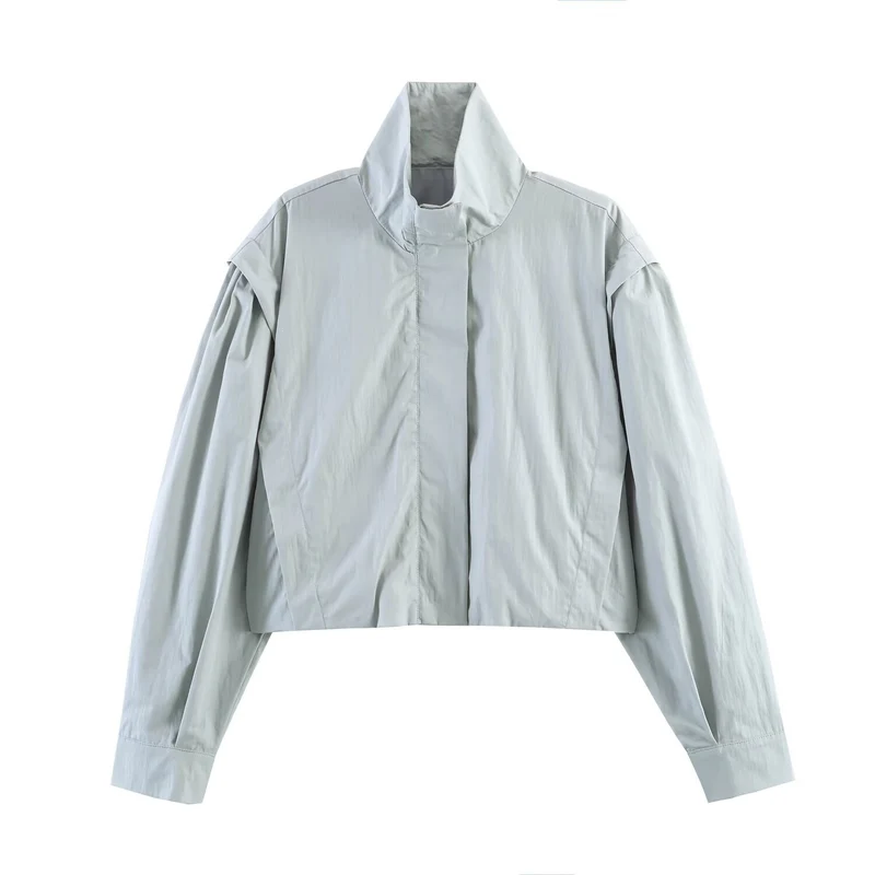 Damen Gekürzte Utility-Jacke mit hohem Stehkragen, weiten Raglanärmeln und verdeckter Frontblende Nord Taschen