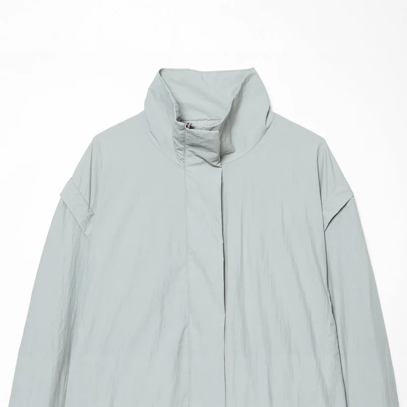 Damen Gekürzte technische Stehkragenjacke mit verdeckter Front Nord Taschen