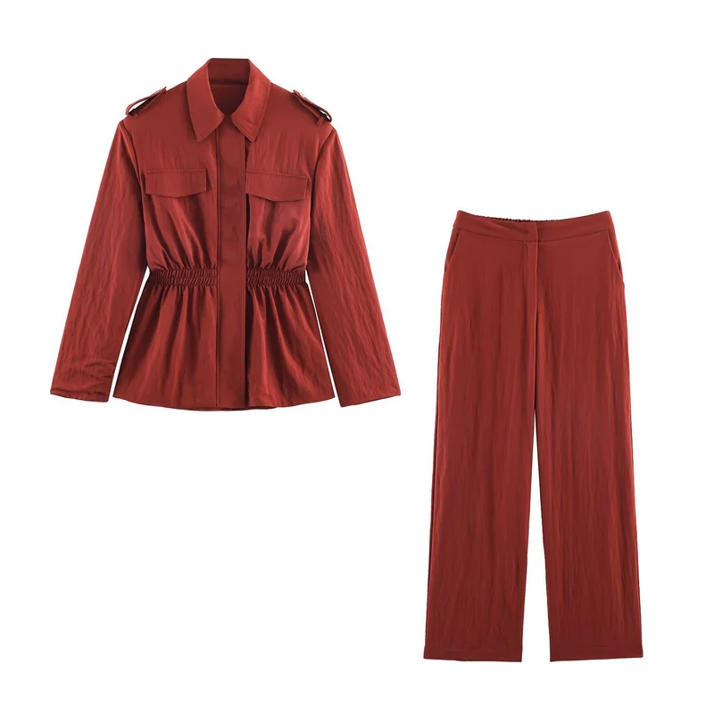 Damen Leichte High‑Waist Palazzo‑Hose mit weitem Bein und Eingrifftaschen Nord Taschen
