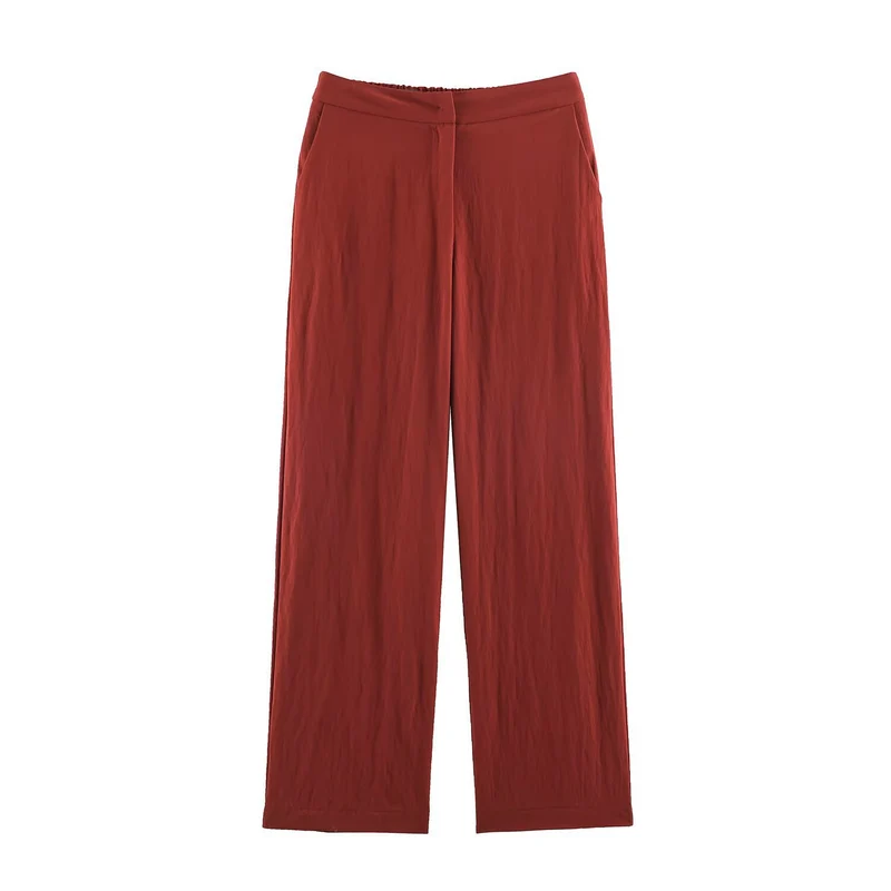 Damen Leichte High‑Waist Palazzo‑Hose mit weitem Bein und Eingrifftaschen Nord Taschen