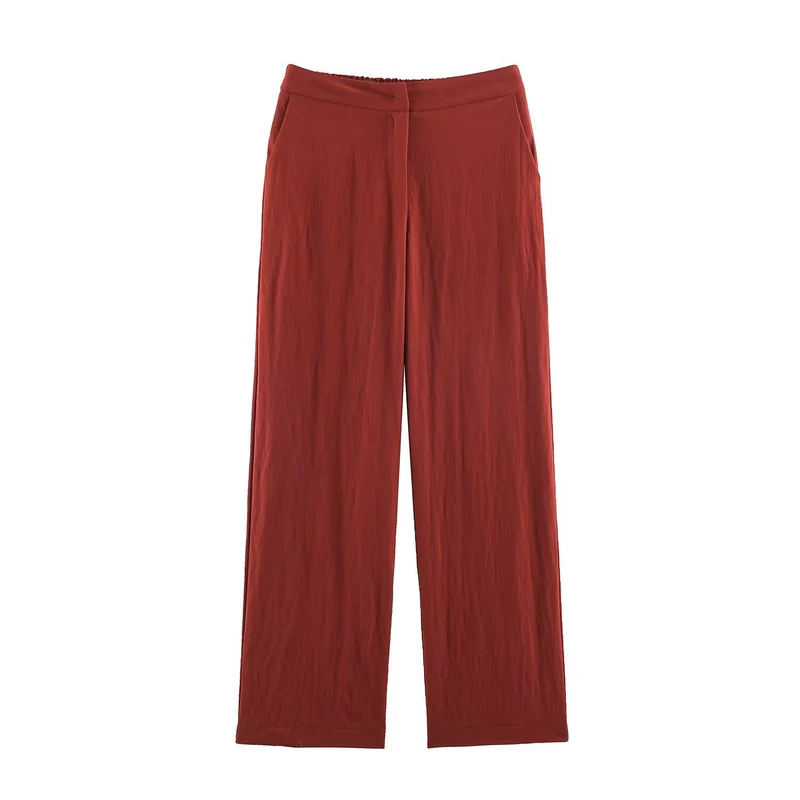 Damen Leichte High‑Waist Palazzo‑Hose mit weitem Bein und Eingrifftaschen Nord Taschen