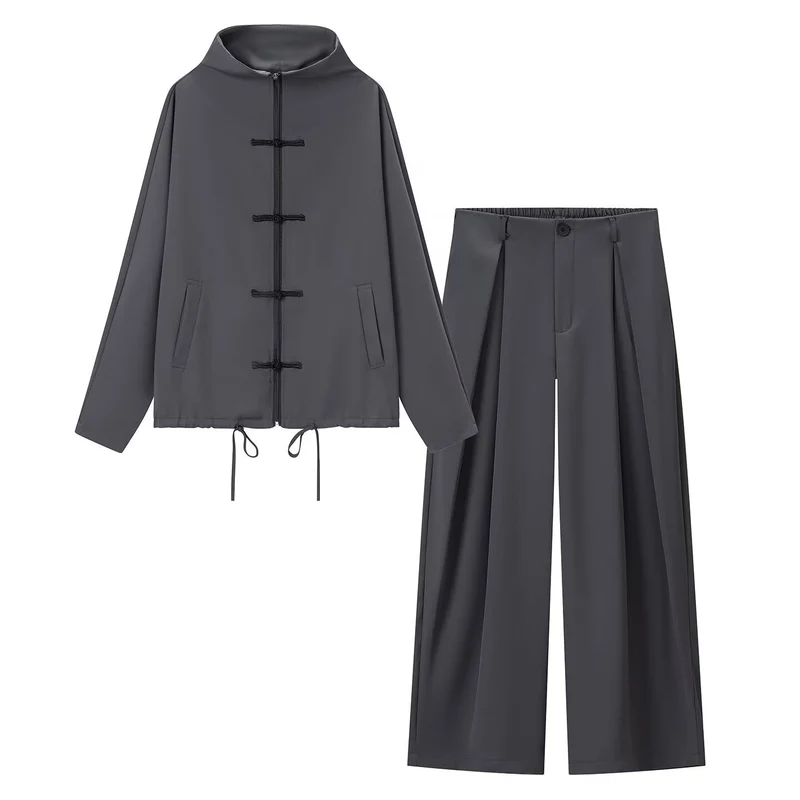 Damen leichte Boxy-Jacke mit Stehkragen, Zipper-Front, Kordelzug und dekorativen Knotenverschlüssen Nord Taschen
