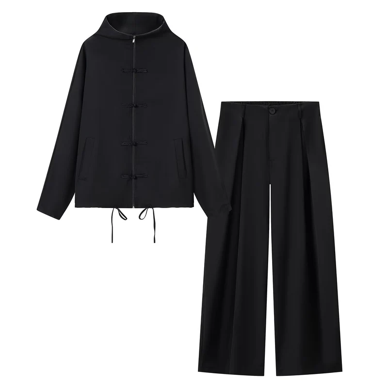 Damen leichte Boxy-Jacke mit Stehkragen, Zipper-Front, Kordelzug und dekorativen Knotenverschlüssen Nord Taschen