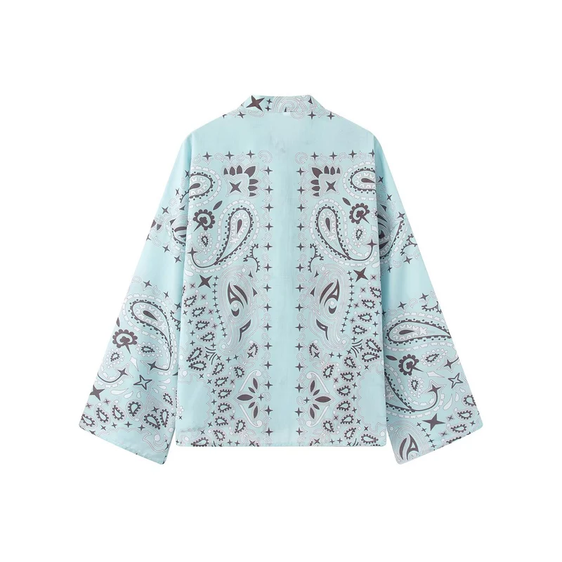 Damen Weite Palazzo‑Hose mit Paisley‑Print, hohem Bund und elastischem Gummizug Nord Taschen