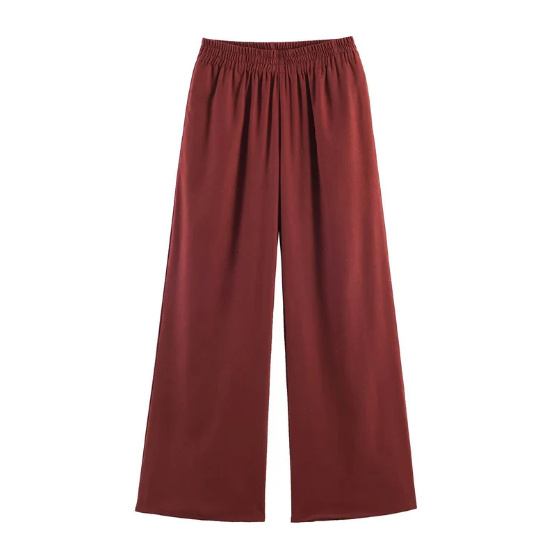 Damen Weite Palazzo-Hose mit hohem Bund, elastischem Taillenband und fließendem Fall Nord Taschen