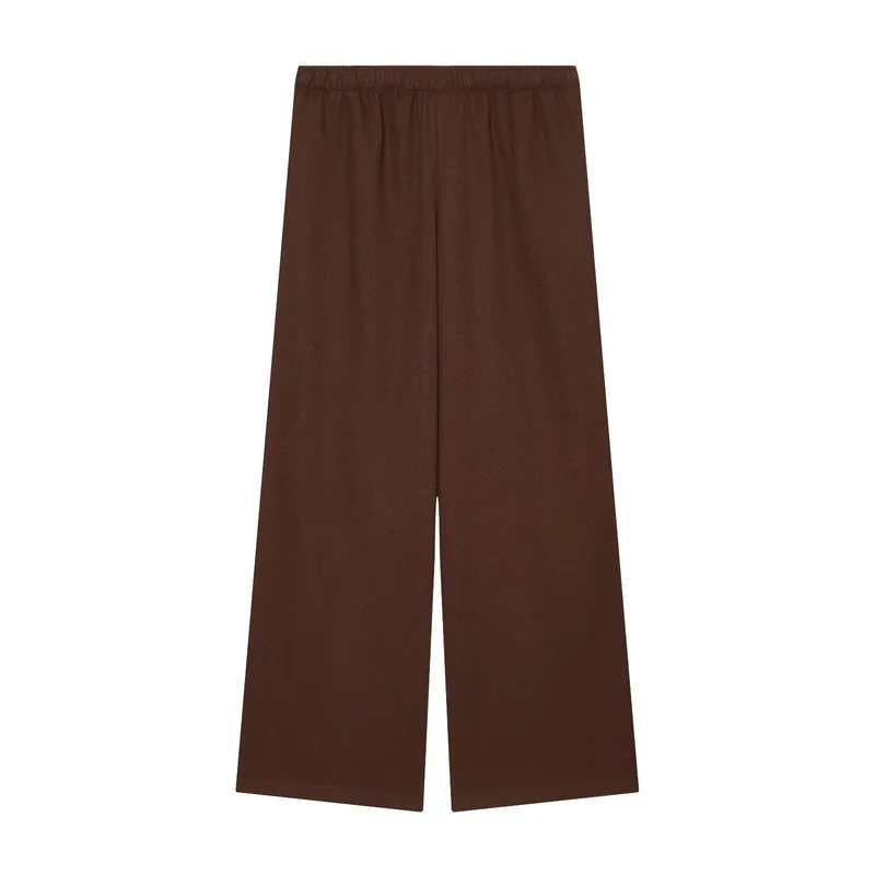 Damen Weite Palazzo-Hose mit elastischem Bund und fließendem Leinenmix Nord Taschen
