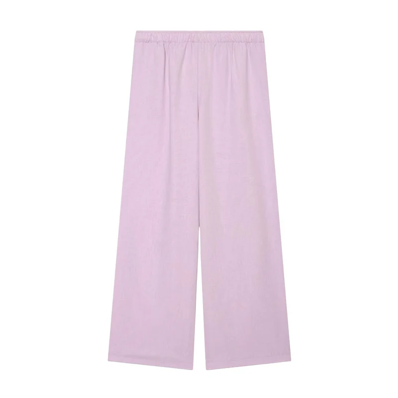 Damen Weite Palazzo-Hose mit elastischem Bund und fließendem Leinenmix Nord Taschen