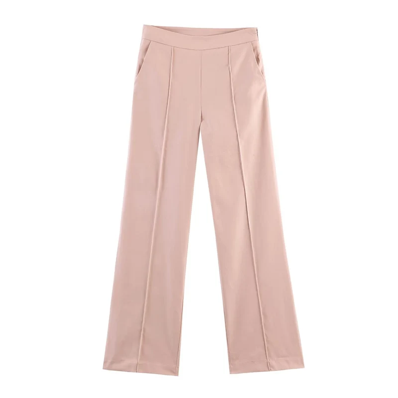 Damen Weite High‑Waist Anzughose mit Bügelfalte und Seitentaschen Nord Taschen