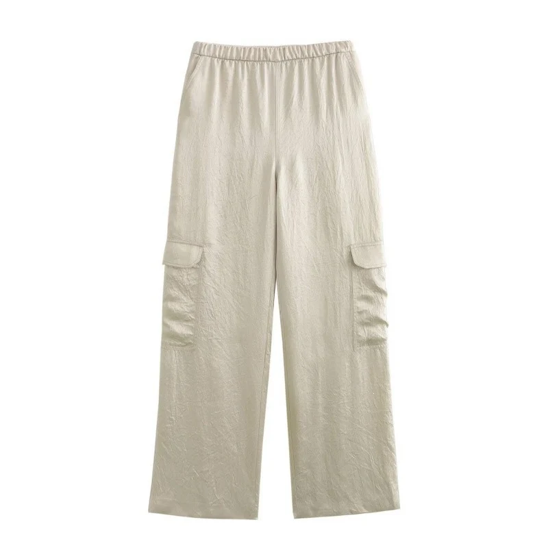 Damen Weite Cargo-Hose mit elastischem Bund und aufgesetzten Klappentaschen Nord Taschen