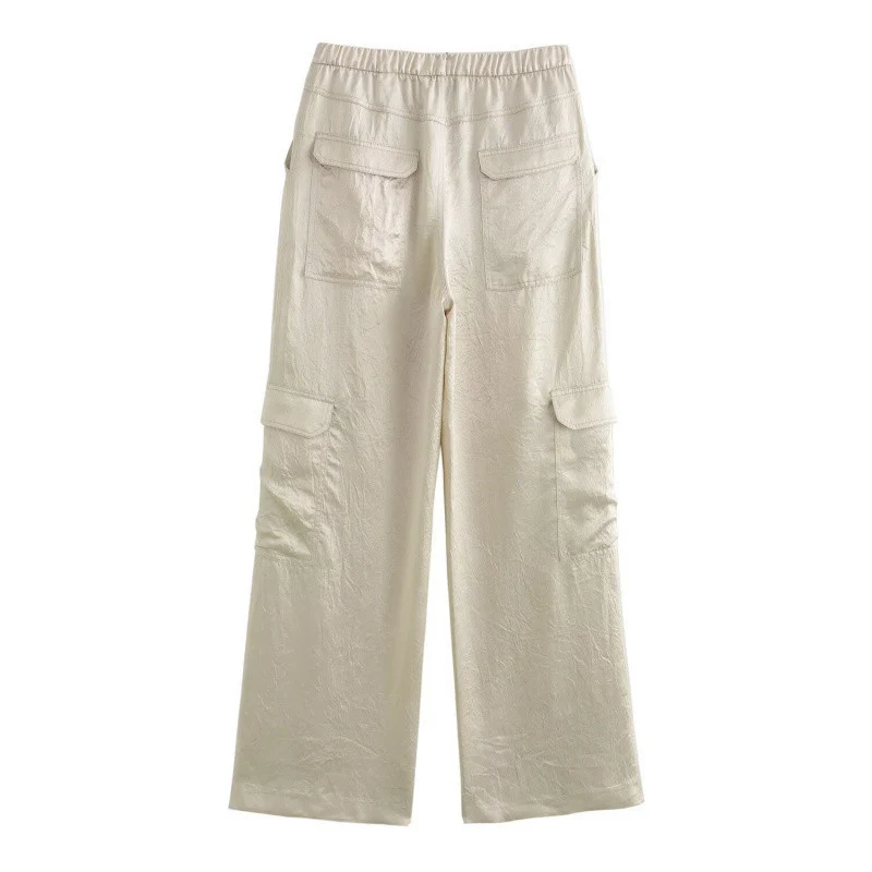 Damen Weite Cargo-Hose mit elastischem Bund und aufgesetzten Klappentaschen Nord Taschen