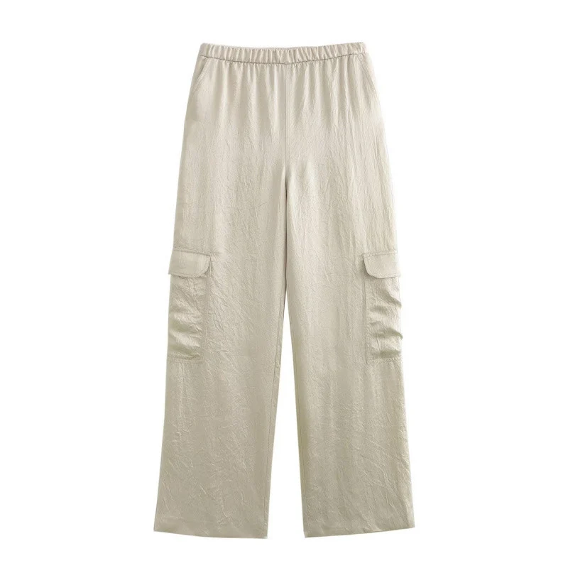 Damen Weite Cargo-Hose mit elastischem Bund und aufgesetzten Klappentaschen Nord Taschen
