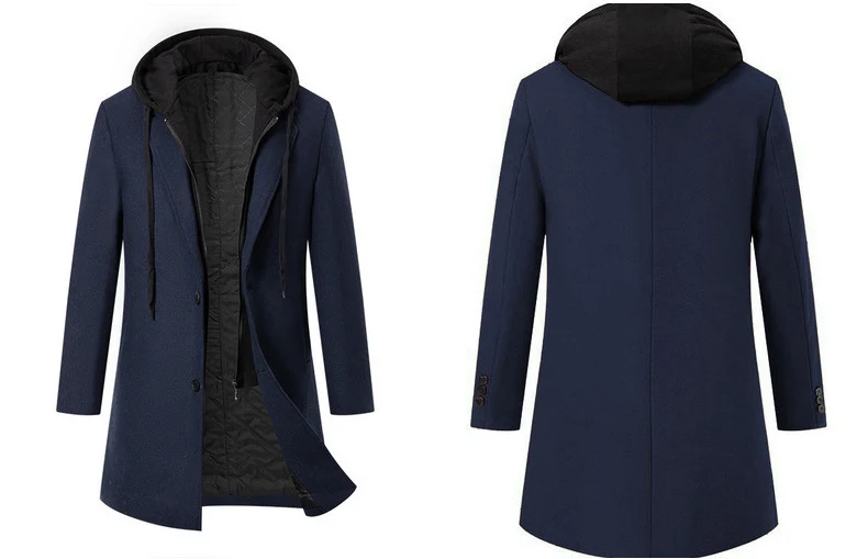Herren Doppelreihiger City Mantel aus Wollmix mit taillierter Silhouette Nord Taschen