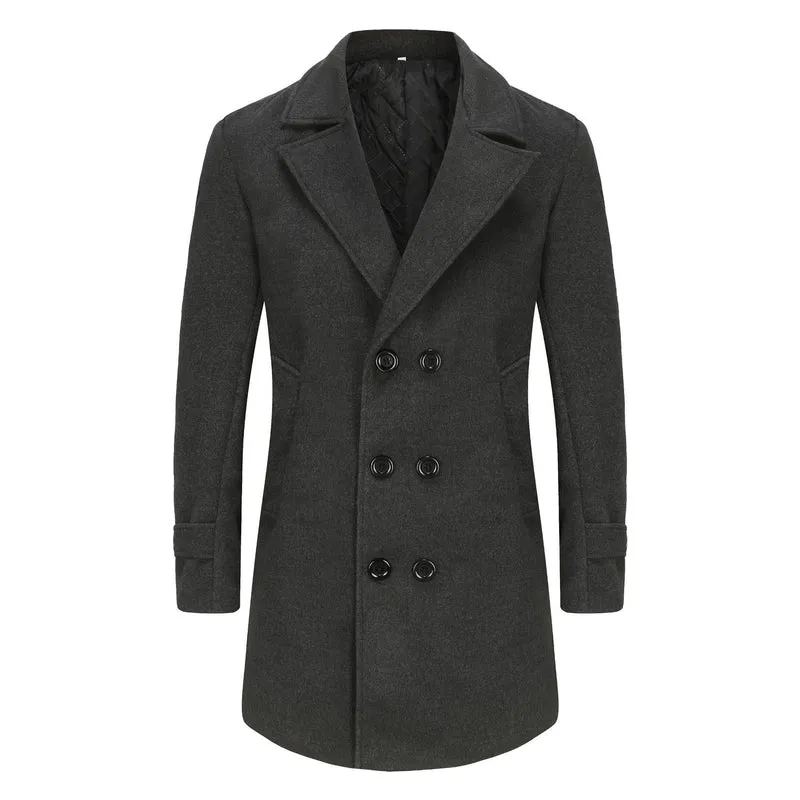 Herren Doppelreihiger City Mantel aus Wollmix mit taillierter Silhouette Nord Taschen